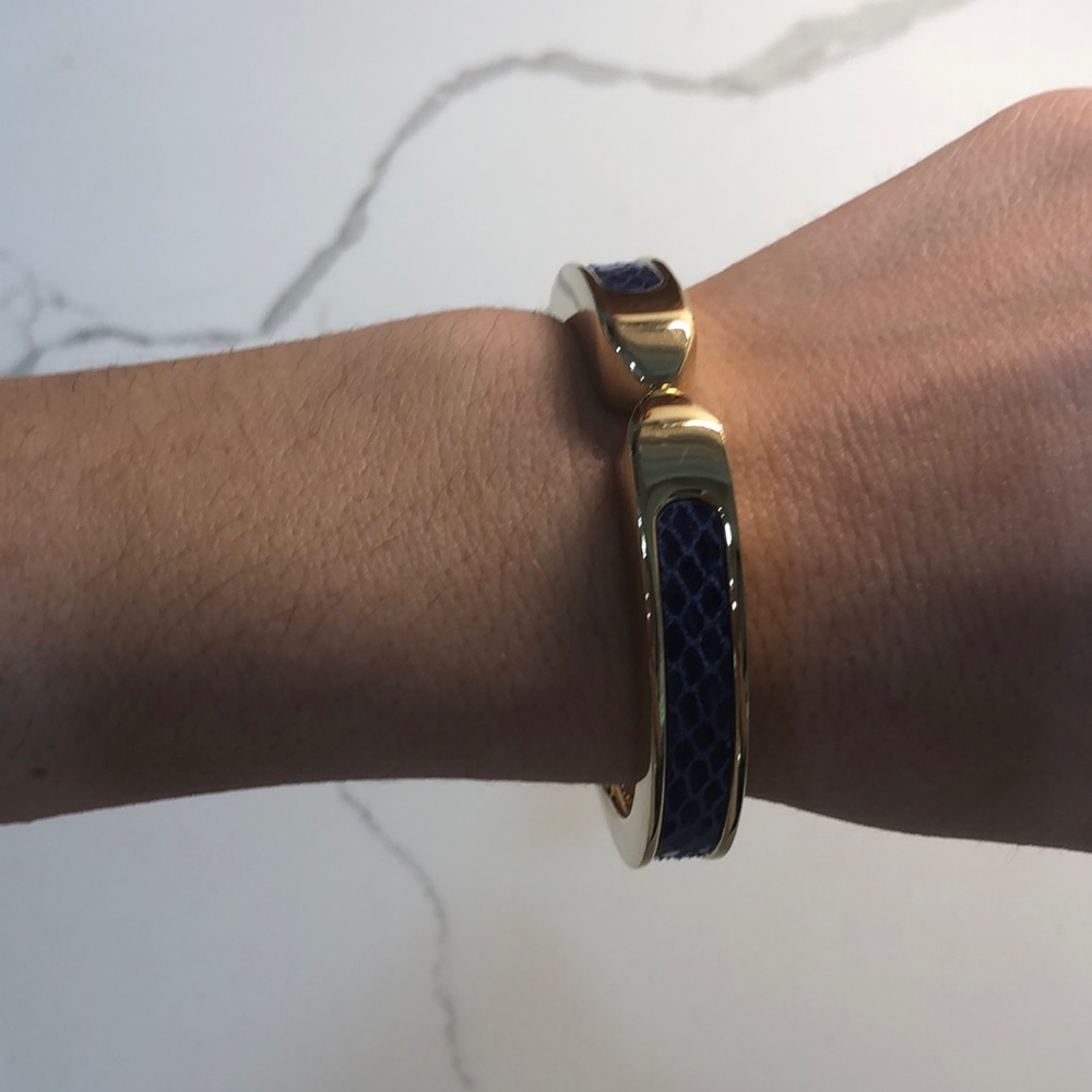 Stella and Dot gold and snakeskin print bracelet